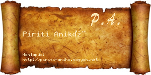 Piriti Anikó névjegykártya